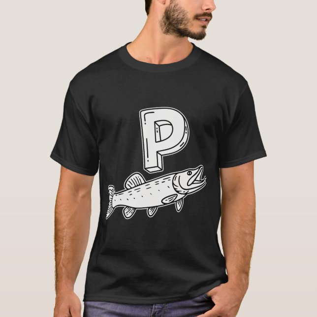 Camiseta Uma ilustração da letra P representando o lúcio (Frente)