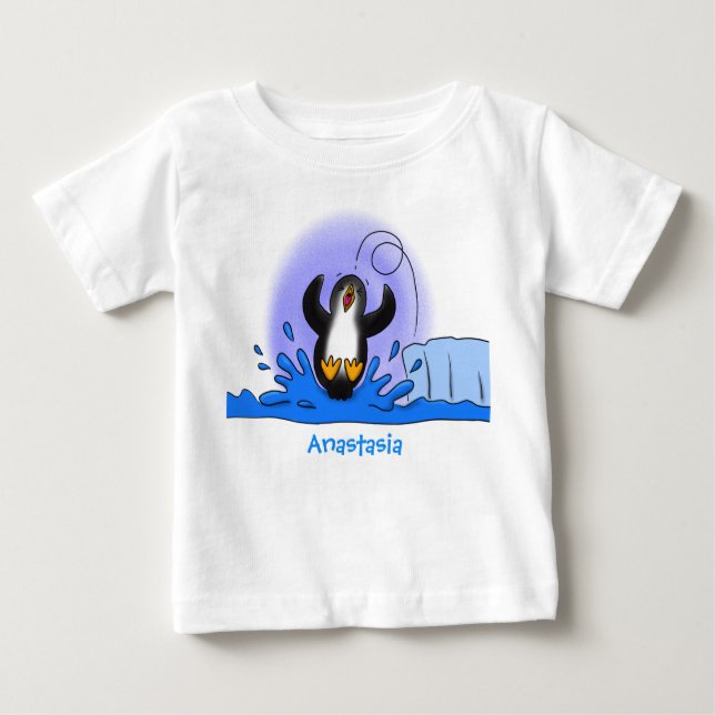 Camiseta Uma ilustração de desenho animado de pinguins de s (Frente)