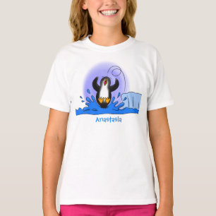 Camiseta Uma ilustração de desenho animado de pinguins de s