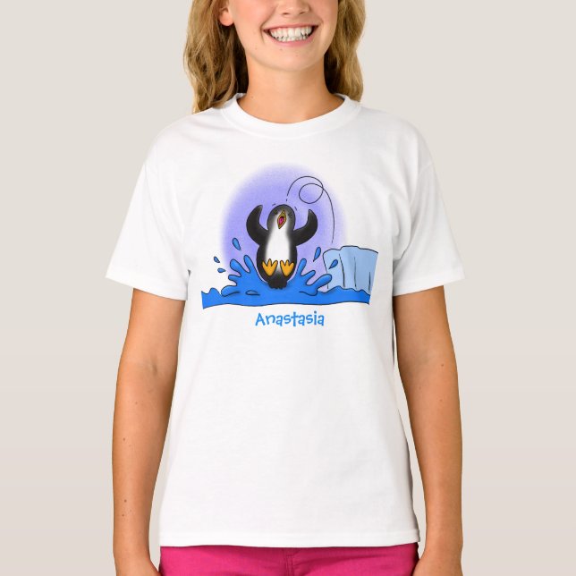 Camiseta Uma ilustração de desenho animado de pinguins de s (Frente)