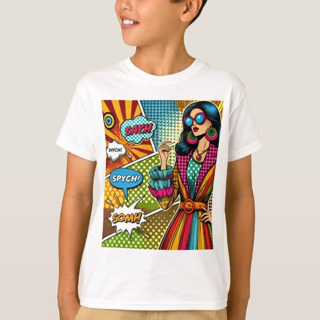 Camiseta Uma ilustração de tendência no estilo de pop (Frente)