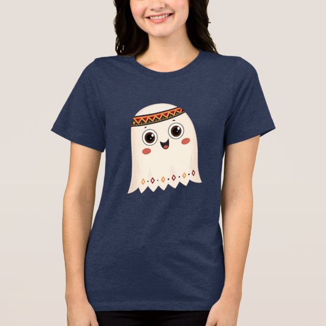 Camiseta Uma ilustração de um fantasma bonito com um sorris (Frente)