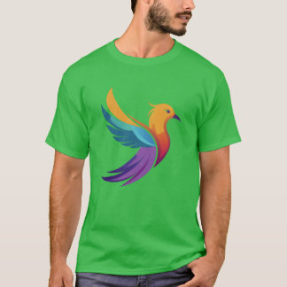 Camiseta uma ilustração vetorial de uma ave colorida com um