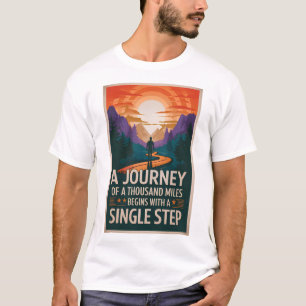 Camiseta Uma jornada de mil milhas começa com um único