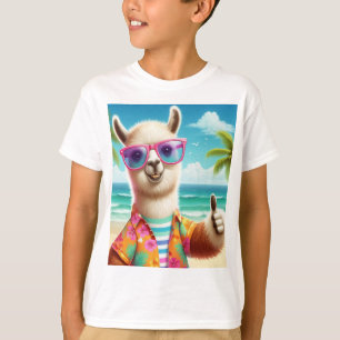 Camiseta Uma lama brincalhona vestindo óculos de sol