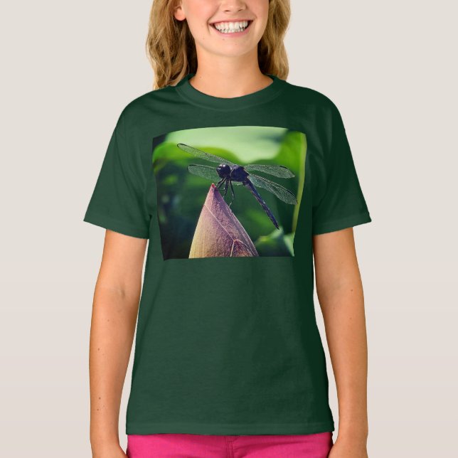 Camiseta Uma libélula pousa delicadamente  (Frente)