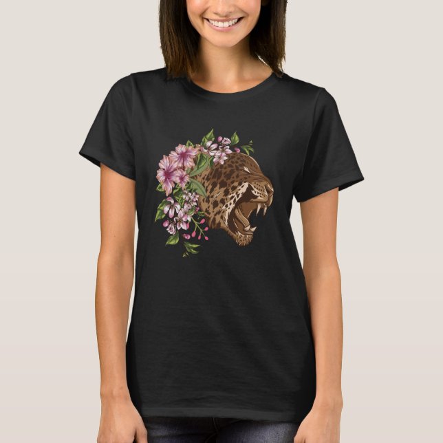 Camiseta Uma Linda Floresta Na Cabeça-Leopardo Simples (Frente)