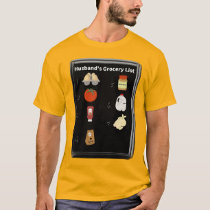 Camiseta Uma lista de compras que seu marido não pode esque