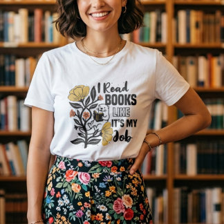 Camiseta Uma lontra adorável lendo um livro, floral