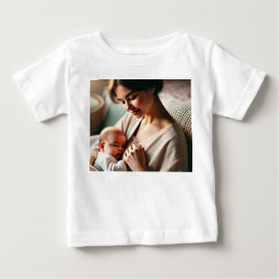 Camiseta Uma Mãe Abraçando seu Bebê