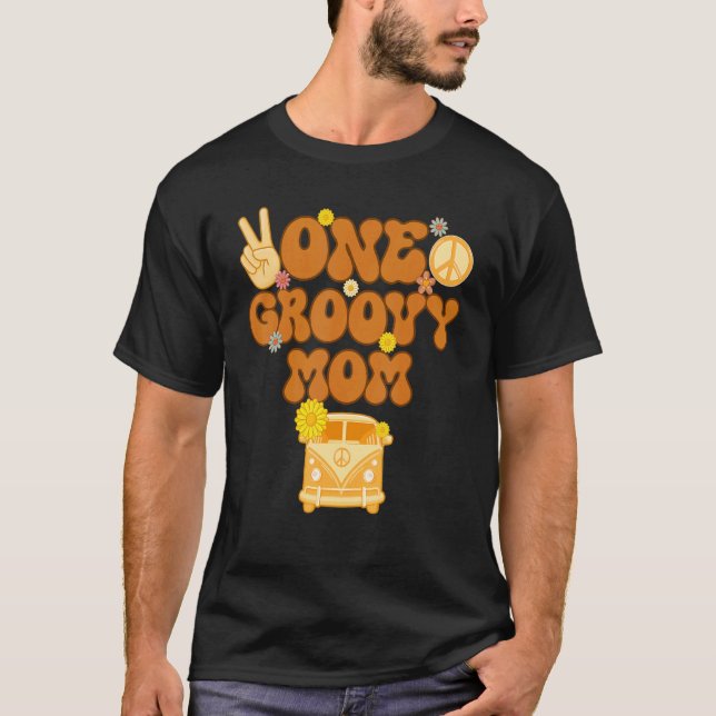 Camiseta Uma Mãe de Groovy Retraiu Mãe A Flora Hippie dos a (Frente)