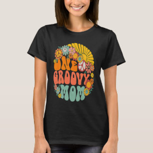 Camiseta Uma mãe de Groovy Retro 70 anos Hippie Boho Wavy M
