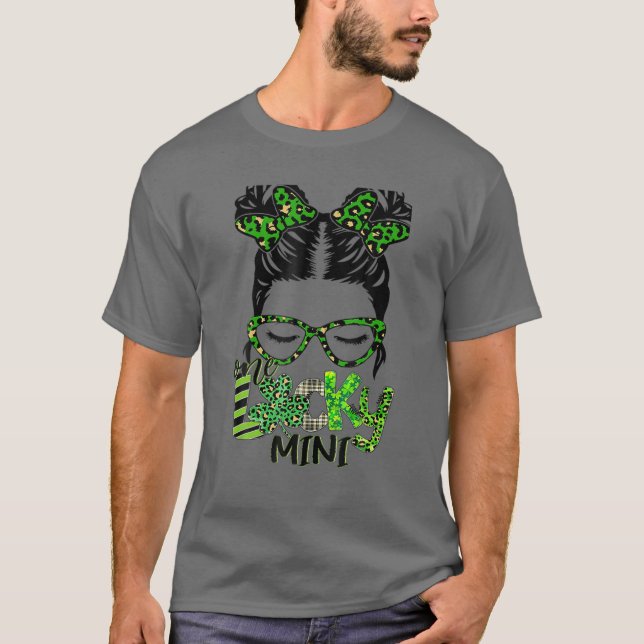 Camiseta Uma Mãe Sortuda E Mini Mensagem Bun Leopard Shamro (Frente)