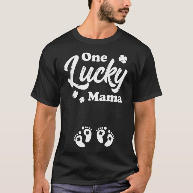 Camiseta Uma Mãe Sortuda Mãe de Gêmeos Santa Gravidez (Frente)