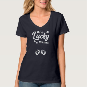 Camiseta Uma Mãe Sortuda Mãe de Gêmeos Santa Gravidez