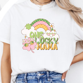 Camiseta Uma Mamãe Sortuda Dia de São Patrício Retrô