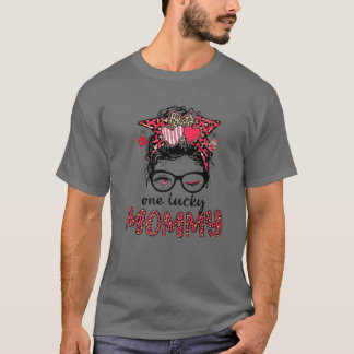 Camiseta Uma Mamãe Sortuda Mensageira Bun Leopard
