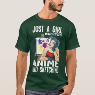 Camiseta Uma Menina Que Ama Anime E Esboça Animes Engraçado