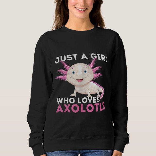 Camiseta Uma Menina Que Ama Axolotls Mexicanos Andando Peix (Frente)
