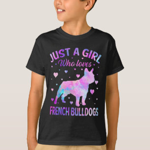 Camiseta Uma Menina Que Ama Cachorros Franceses Diversão De