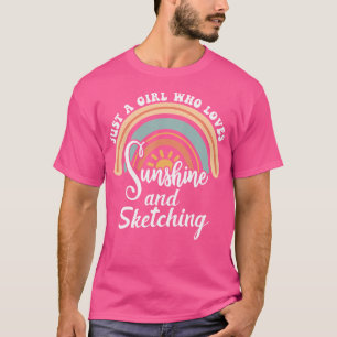 Camiseta Uma Menina Que Ama O Sol E O Esboço