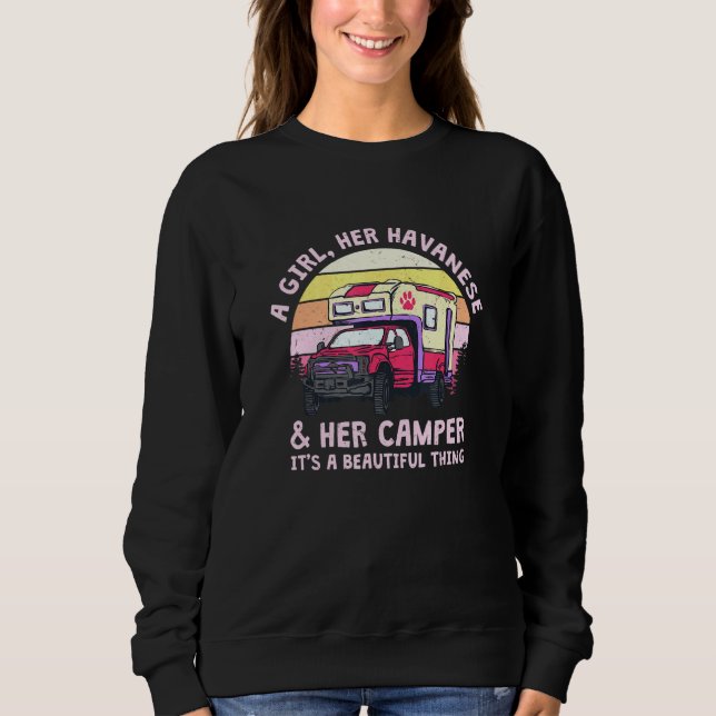 Camiseta Uma Menina Seu Havanês E Seu Camper Havanês Cubano (Frente)