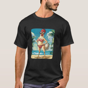 Camiseta Uma Mulher Engraçada em Bikini para Beach Lo