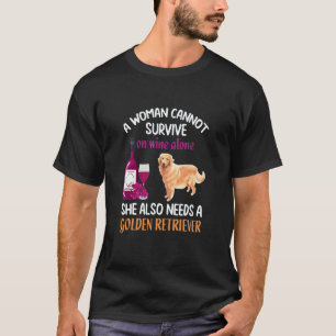 Camiseta Uma Mulher Não Pode Sobrevirer Só Com Vinho Retrie
