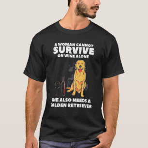 Camiseta Uma Mulher Não Pode Sobrevirer Só Com Vinho Retrie