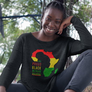 Camiseta Uma Mulher Negra Orgulhosa Sinalizador do Mês da H
