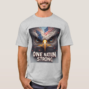 Camiseta Uma Nação Forte Bandeira dos EUA Presente Patrióti