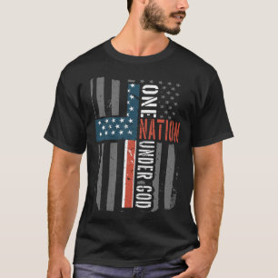 Camiseta Uma Nação Sob A Bandeira Americana Jesus Cruza Fai