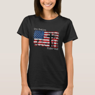 Camiseta Uma nação sob a bandeira cristã cruz americana