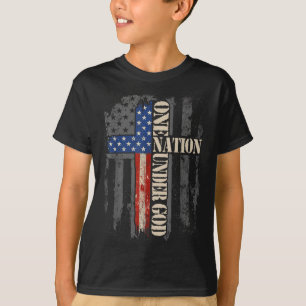 Camiseta Uma Nação Sob a Bandeira de Deus 4 de Julho Patrió