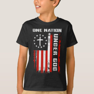 Camiseta Uma Nação Sob A Bandeira De Deus Americano, Cruz 4
