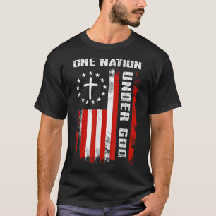 Camiseta Uma Nação Sob A Bandeira De Deus Americano, Cruz 4