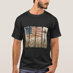 Camiseta Uma Nação Sob A Bandeira De Deus Dos Eua Atravessa