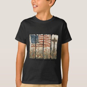Camiseta Uma Nação Sob A Bandeira De Deus Dos Eua Atravessa