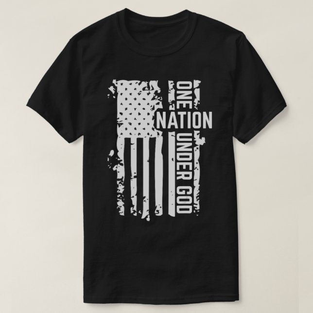 Camiseta Uma nação sob a bandeira Deus (Frente do Design)