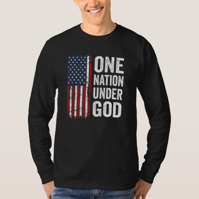 Camiseta Uma Nação Sob A Bandeira Patriótica Cristã Usa (Frente)