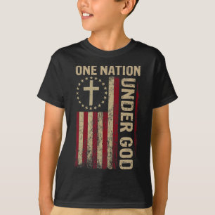 Camiseta Uma Nação Sob Deus Bandeira 4 De Julho Patriótico 