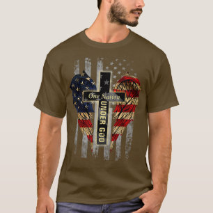 Camiseta Uma Nação Sob Deus Bandeira Afetada Patriótica