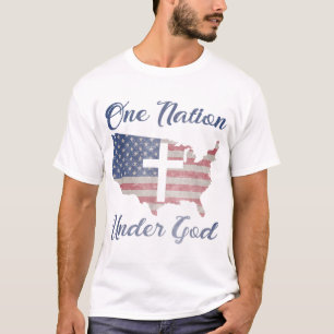 Camiseta UMA NAÇÃO SOB DEUS, bandeira cristã crua americana