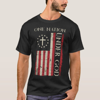 Camiseta Uma Nação Sob Deus Bandeira Dos EUA 4 De Julho