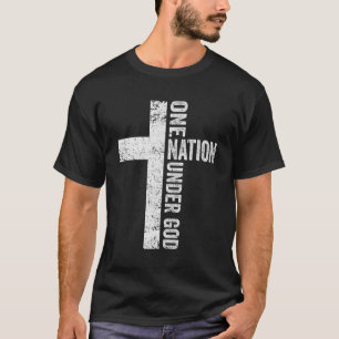 Camiseta Uma Nação Sob Deus - Christian Cross American Fl