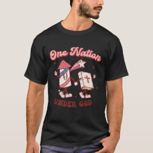 Camiseta Uma Nação Sob Deus Cristão 4 de Julho Americano G