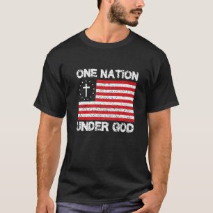 Camiseta Uma Nação Sob Deus Cruz da Bandeira Americana Patr