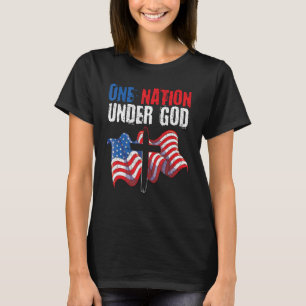 Camiseta Uma nação sob Deus EUA bandeira cristã americana 4