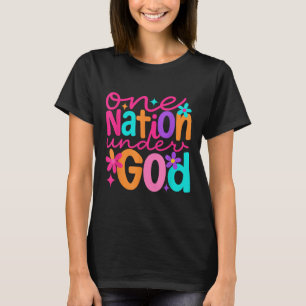Camiseta Uma Nação Sob Deus, Jesus Bíblia Cruz Patriótica