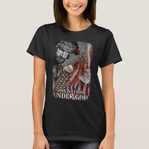 Camiseta Uma Nação Sob Deus Jesus Cristo, América da águia 